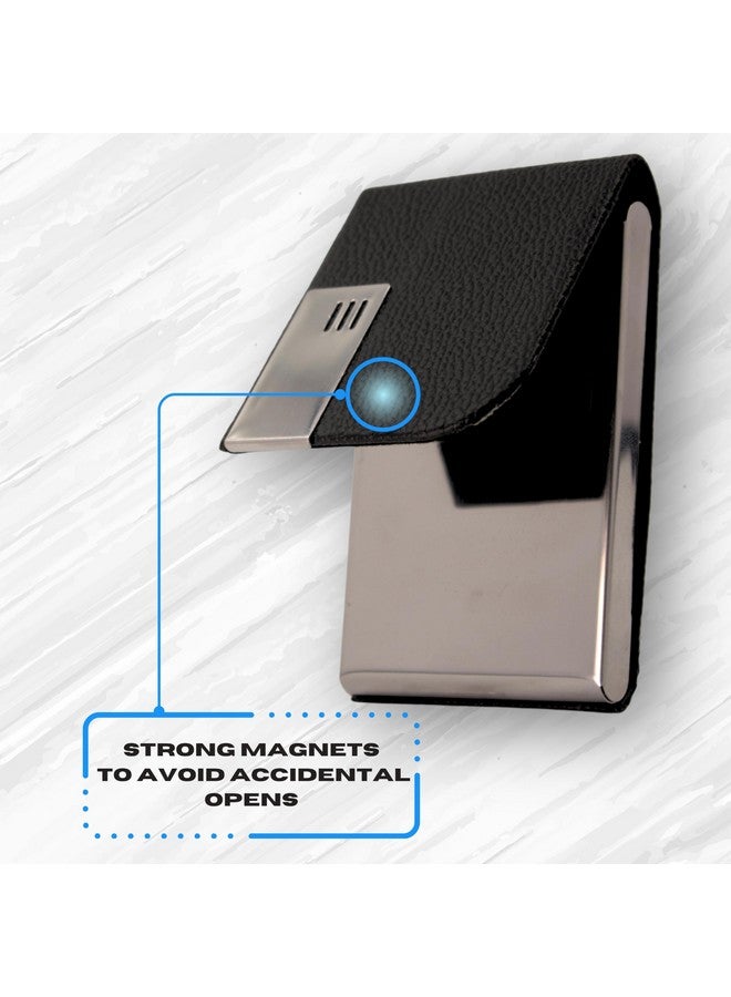 Skrill Business Card Holder for Men and Women, Visiting Card Holder, PU Leather, Metal Card Holder (Vertical, Black) - Image 5