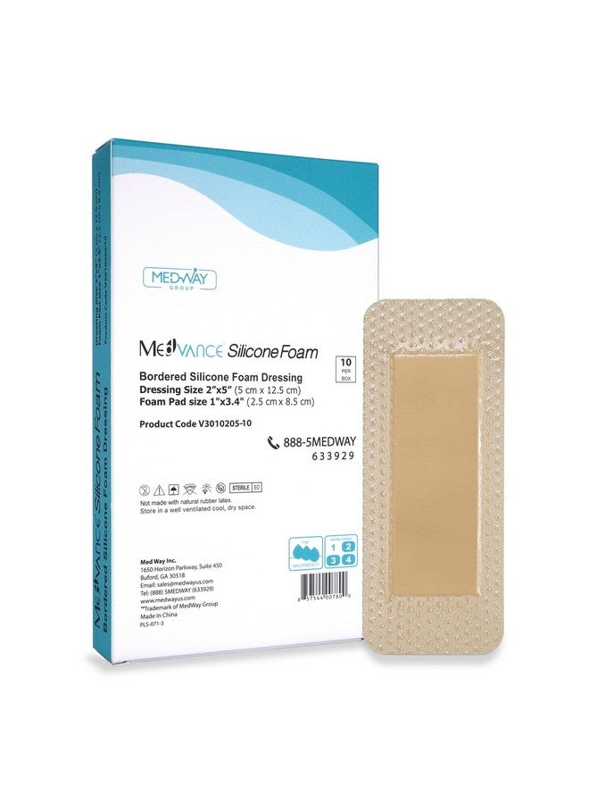 MedVance MedVanceTM Silicone - Bordered Silicone Adhesive Foam Dressing, 2"x5" (1.2"x3.4" pad) Box of 10 dressings - Image 1