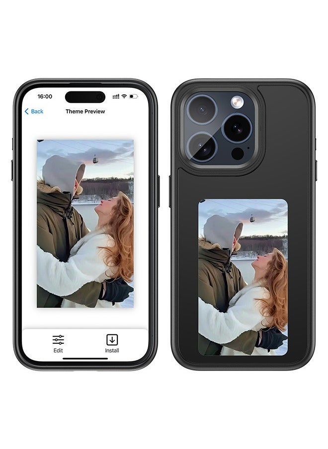 LEXIN Smart Ink Phone Case for iPhone 16 Pro, NFC DIY Phone Case Customizable Images, Long-Lasting Display Shockproof Anti-Scratch Protective Cover ( Black)  - Image 1