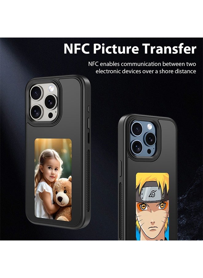 LEXIN Smart Ink Phone Case for iPhone 16 Pro, NFC DIY Phone Case Customizable Images, Long-Lasting Display Shockproof Anti-Scratch Protective Cover ( Black)  - Image 2