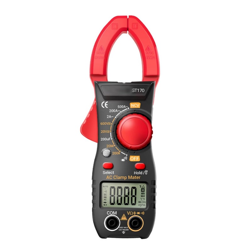 High-Precision St170 Digital Clamp Meter, Portable Red Clamp Multimeter for Ac Current Voltage Testing, Electrical Repair Tool with Jaw Sensor, Battery Not Included - Image 1