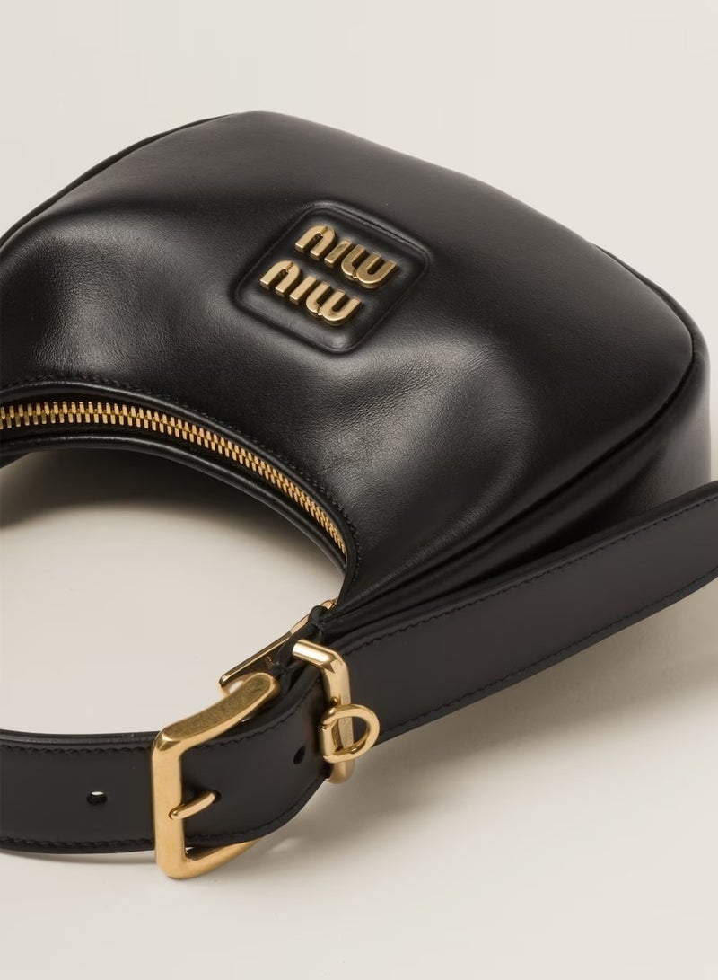 Miu Miu women's leather shoulder bag, carrying armpit bag, moon bag, small shoulder bag, crossbody bag, a versatile handbag - Image 5