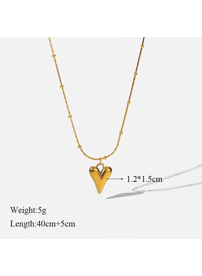 Generic - 316L Stainless Steel Gold Color Heart Love Necklace Earrings Trendy For Women New Party Gift Waterproof Jewelry Set - Image 1