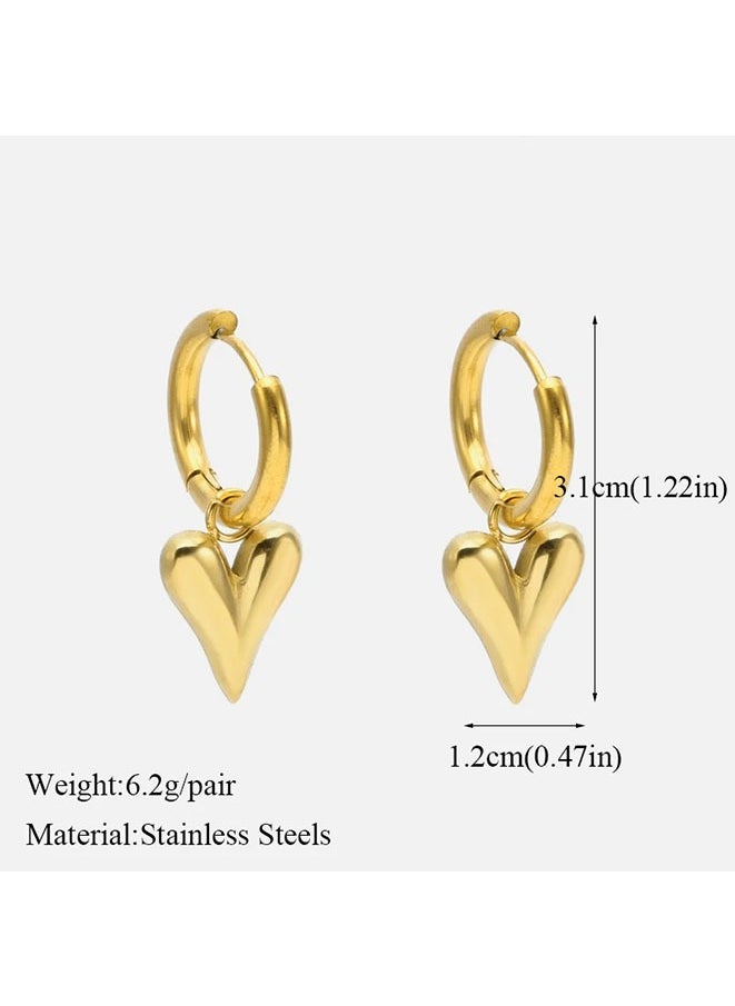 Generic - 316L Stainless Steel Gold Color Heart Love Necklace Earrings Trendy For Women New Party Gift Waterproof Jewelry Set - Image 1
