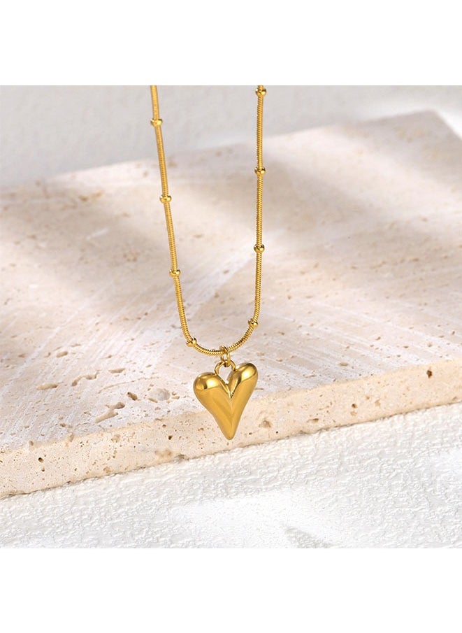 Generic - 316L Stainless Steel Gold Color Heart Love Necklace Earrings Trendy For Women New Party Gift Waterproof Jewelry Set - Image 1
