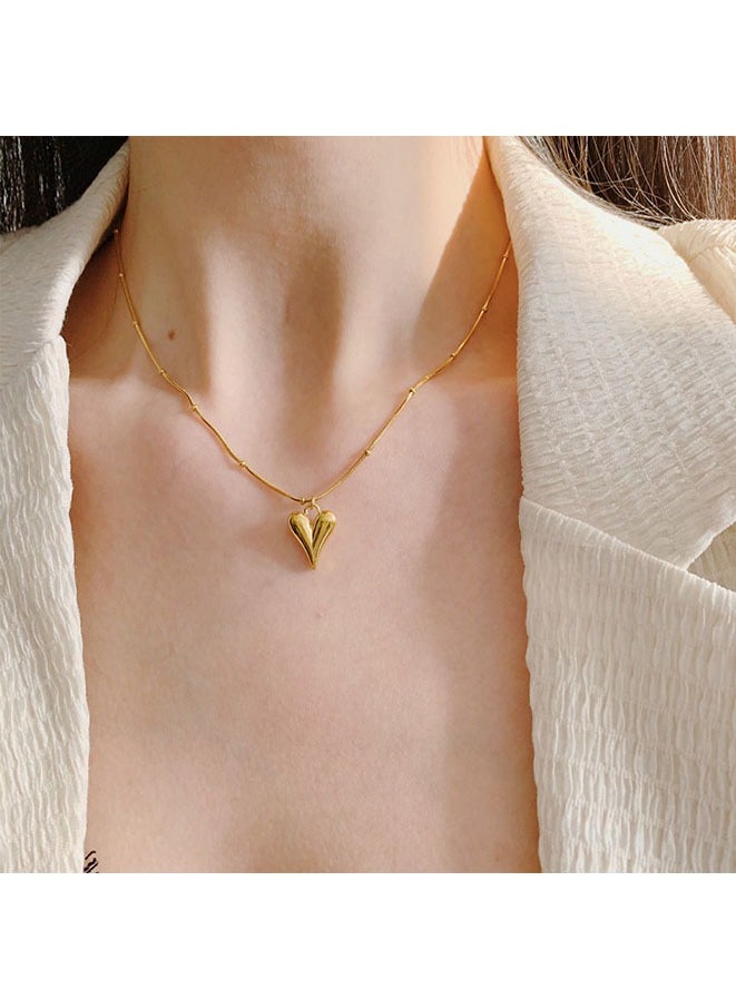Generic - 316L Stainless Steel Gold Color Heart Love Necklace Earrings Trendy For Women New Party Gift Waterproof Jewelry Set - Image 1