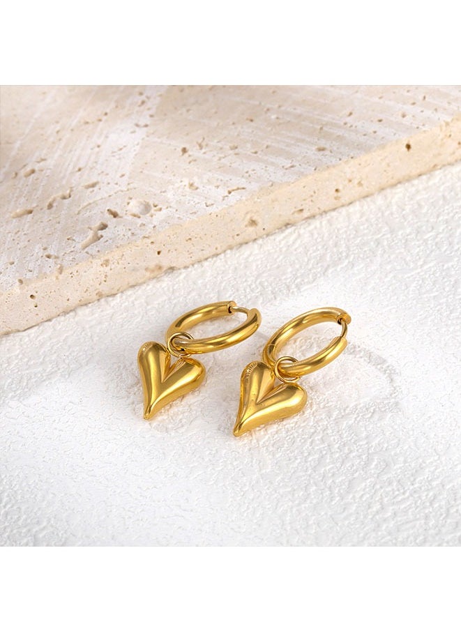 Generic - 316L Stainless Steel Gold Color Heart Love Necklace Earrings Trendy For Women New Party Gift Waterproof Jewelry Set - Image 1