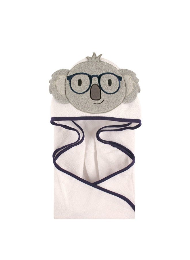 hudson baby Unisex Baby Cotton Animal Face Hooded Towel, Koala, One Size 