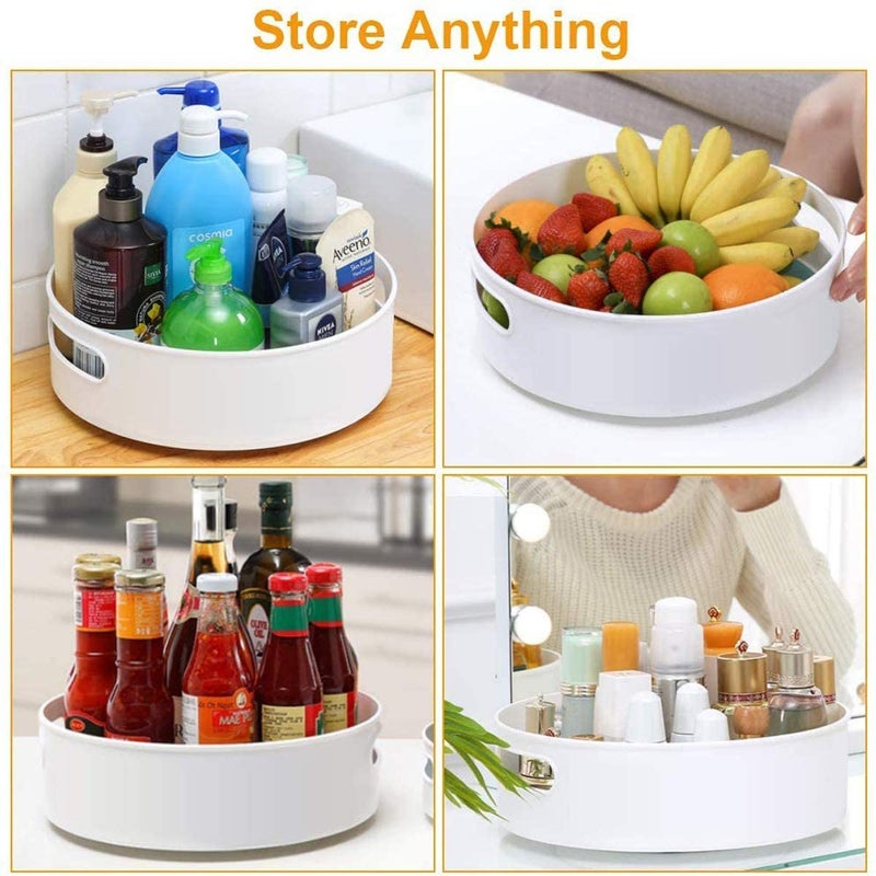 SHOPOWARE 360 Rotating Kitchen Organizer Tray Lazy Susan Rack MultiPurpose Kitchen Storage Revolving Tray Cosmetic Organizer Rotating Tray Lazy Susan for Kitchen Cabinet Spice Rack Plastic - Image 5