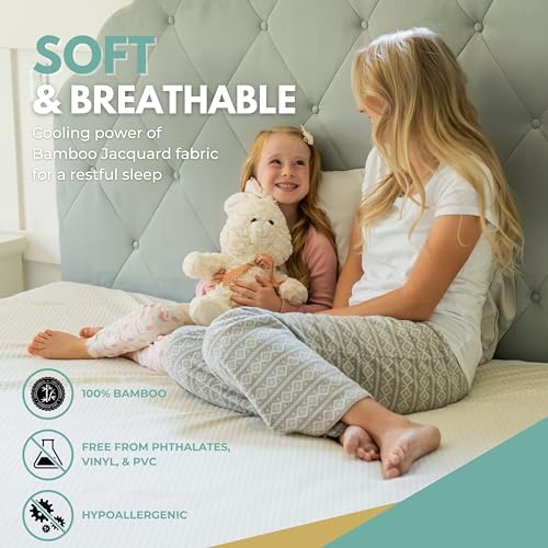 REST LINE PREMIUM BEDDING King Size 78x80” Premium Bamboo Waterproof Mattress Protector, 100% Viscose from Bamboo, Hypoallergenic, Cooling Mattress Pad Cover, Soft & Breathable Fitted Sheet Style up to 18" Deep - Rest Line - Image 4