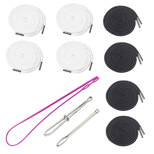 Luckkyme 8 Pack Replacement Drawstrings Drawcords for Pants Sweatpants Hoodies Scrubs Jackets Shorts, with 3 Pieces Drawstring Threader Re-Threader Tool 53" Long - Image 1