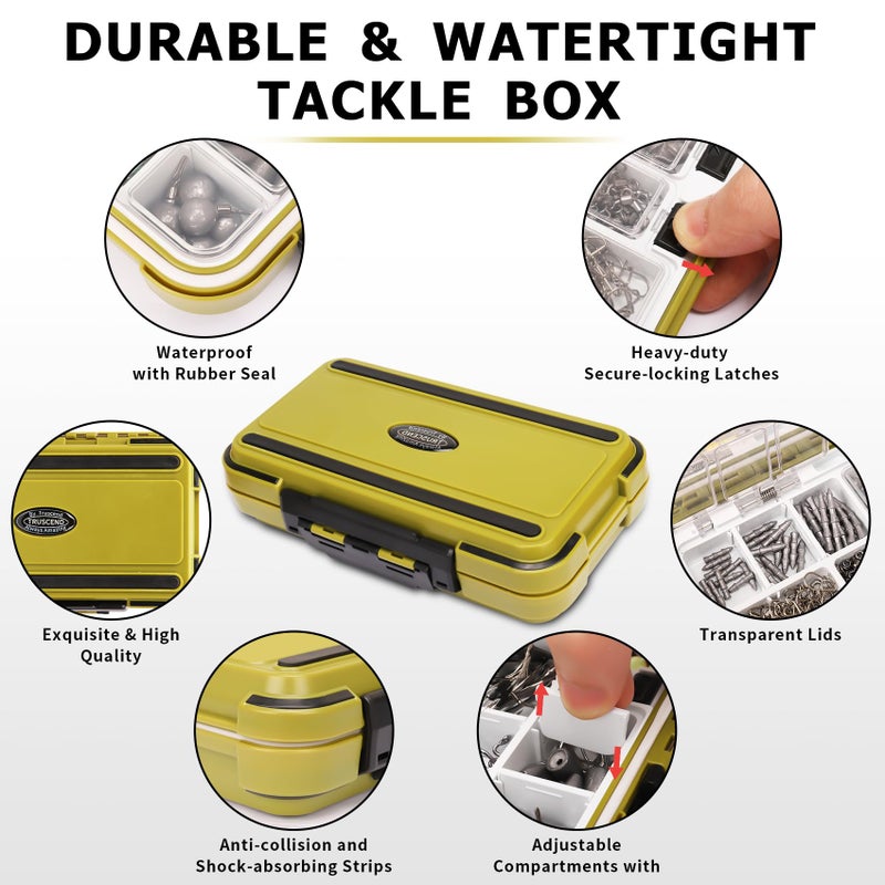 TRUSCEND مجموعة أدوات وإكسسوارات الصيد TRUSCEND المستخدمة على نطاق واسع تستحق كل قرش، صندوق أدوات الصيد مع الأدوات المضمنة، وزن الغطس، خطاف، دوارات، مشبك، طعم، مجموعة معدات صيد اقتصادية/قابلة للهدايا - Image 3