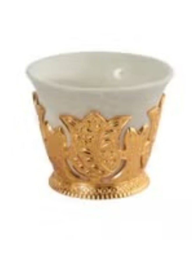 HOMEVEO 12 Pcs Ceramic Arabic Coffee Cups Set Beige-Gold 