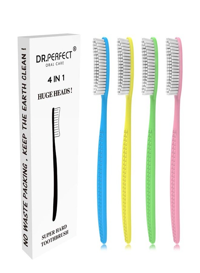 DR PERFECT DR PEFECT Extra Hard & Firm Toothbrush Large Long Head Whitening Teeth Pack of 4 - Image 1
