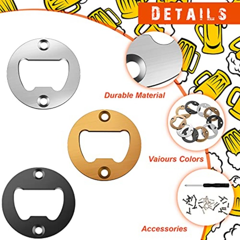 15 Sets Bottle Opener Inserts Kit Stainless Steel Round Bottle Openers Metal Inserts with Screws and Screwdriver for Bottles Opener DIY Resin Mould Kit - Image 5