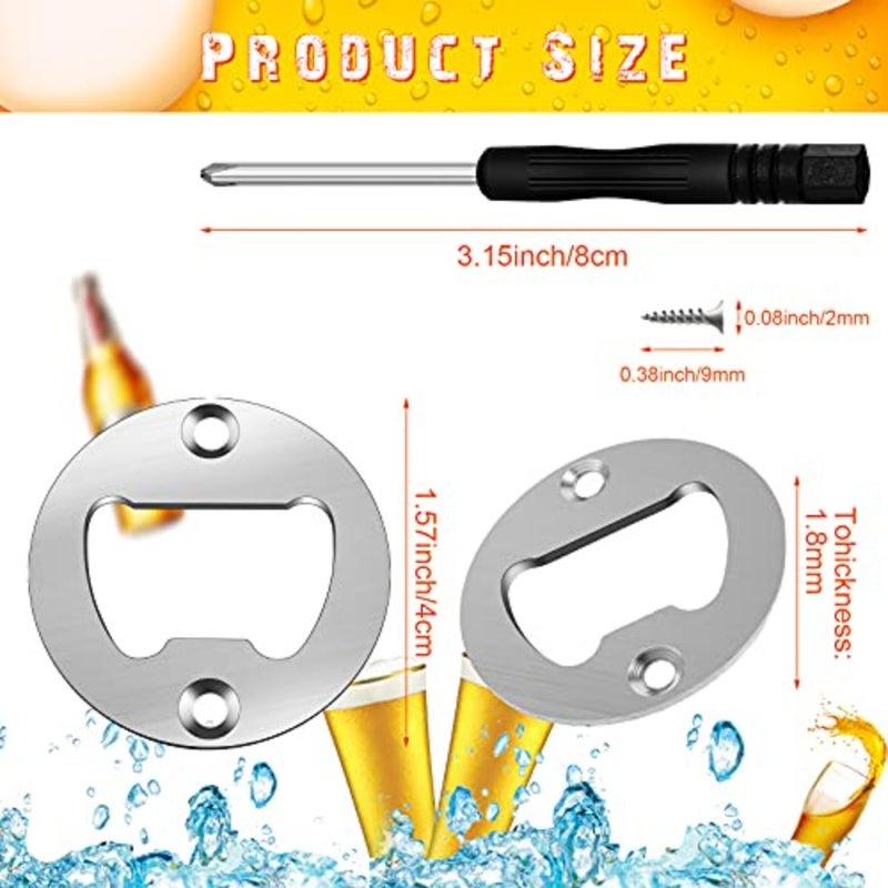 15 Sets Bottle Opener Inserts Kit Stainless Steel Round Bottle Openers Metal Inserts with Screws and Screwdriver for Bottles Opener DIY Resin Mould Kit - Image 2