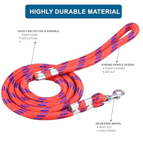 24 BH BAZAAR Dog Leash - 5 ft | Strong Leash for Dogs with Heavy Clip | Dog Rope for Medium and Small Dogs – Durable Pet Leash for Walking & Training - Red - Image 2