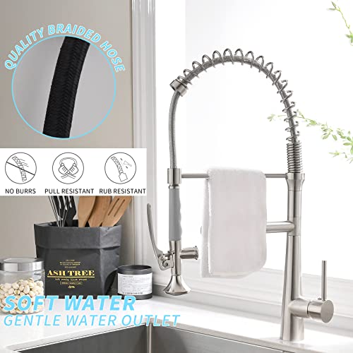 AIMADI Pull Down Kitchen Faucet with Sprayer,Commercial Single Handle Stainless Steel Brushed Nickel Kitchen Sink Faucet with LED Light - Image 5