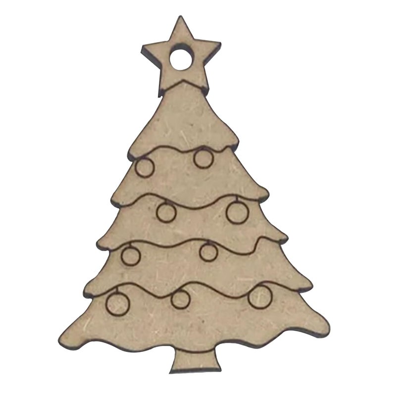 Curious Button Curious Button Set of 10 pcs Wooden Christmas Tree Ornaments to Paint Wooden Christmas Ornament Wooden Cutouts Unifinished DIY Christmas Tree Ornaments for Decoration at Home Christmas Dcor - Image 2