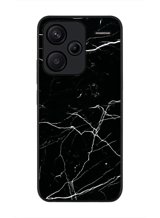Stylizedd Rugged Black Edge Case for Xiaomi Redmi Note 13 Pro Plus, Slim fit Case Flexible Anti Drop TPU Gel Thin Cover -  Marble Print Black - Image 1