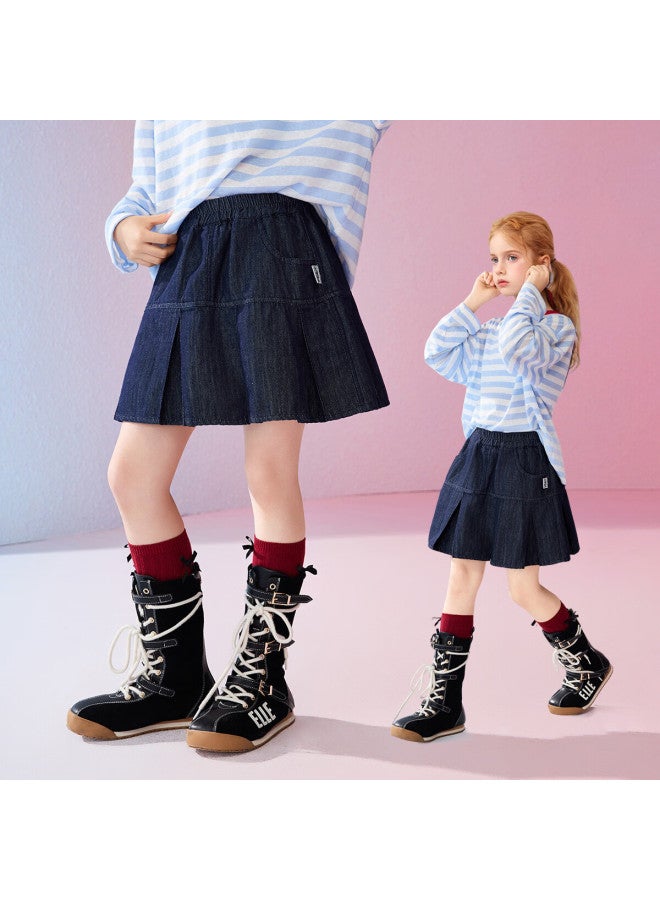 Ask Junior Kids Skirt  Spring Pleated Half Skirt School Style Girls' Mid-length Skirt Short Skirt - Image 4