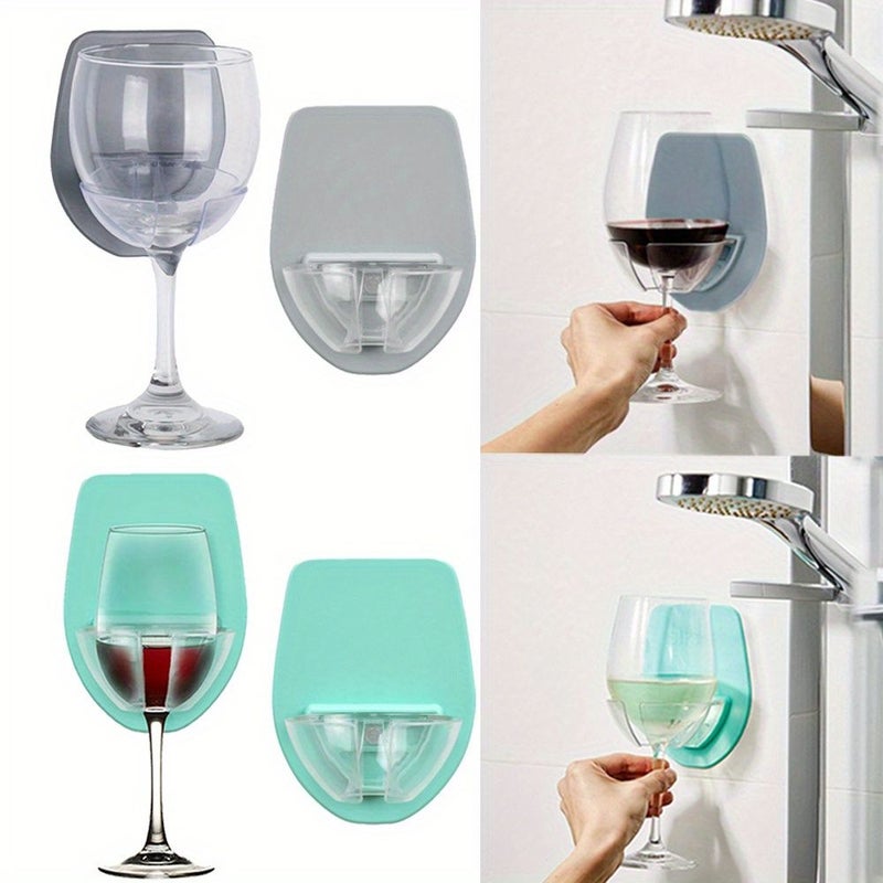 Gray Wine Cup Holder Shelf for Bathroom Shower Storage Rack Organizer - Image 1