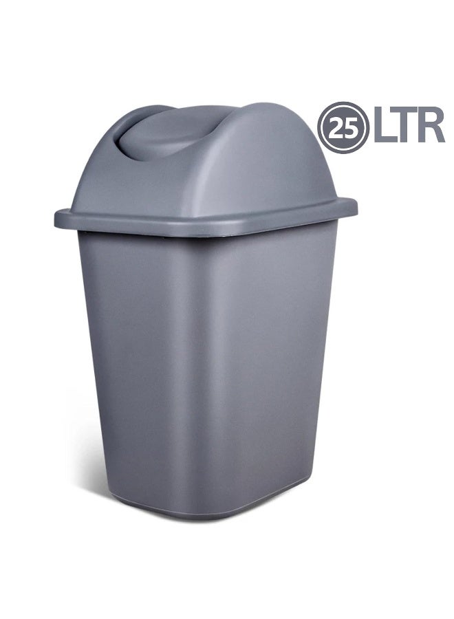AKC 25LTR Outdoor Plastic Waste Bin with Swing Lid – Recycle Bin for Kitchen & Garden, Durable Heavy-Duty Garbage Bin, Gray - Image 2