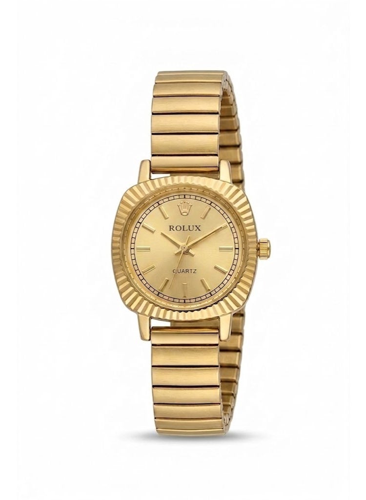ROLUX  Vintage Style Petite Women's Watch - Gold Tone with Champagne Sunray Dial - Image 1