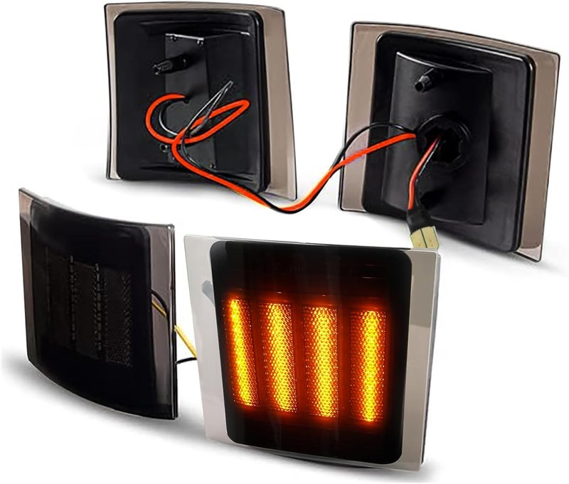 KDM LED Front Bumper Corner Side Marker Light for Chevy Silverado C10 C/K 1500 2500 3500 Blazer Suburban Tahoe 1994-1998 - Smoked Lens Amber, 4 Pack - Image 1