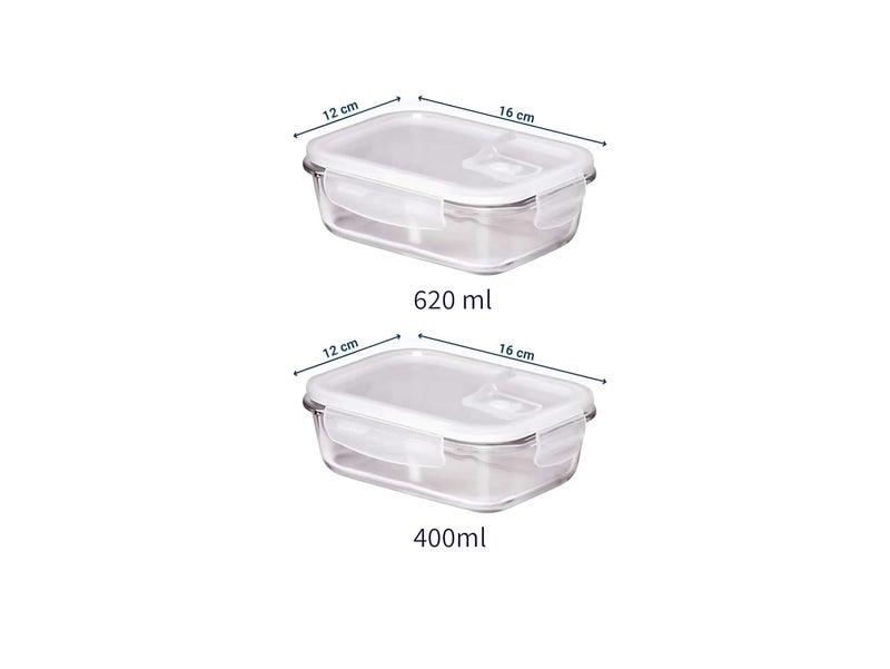 Femora Femora Borosilicate Glass Containers for Kitchen | 1 Year Warranty |Container Boxes for Storage with Air Vent Lid,Microwave Safe (Set of 7-Rentangular-400ml,620ml, Round-380ml & 580ml).  - Image 2