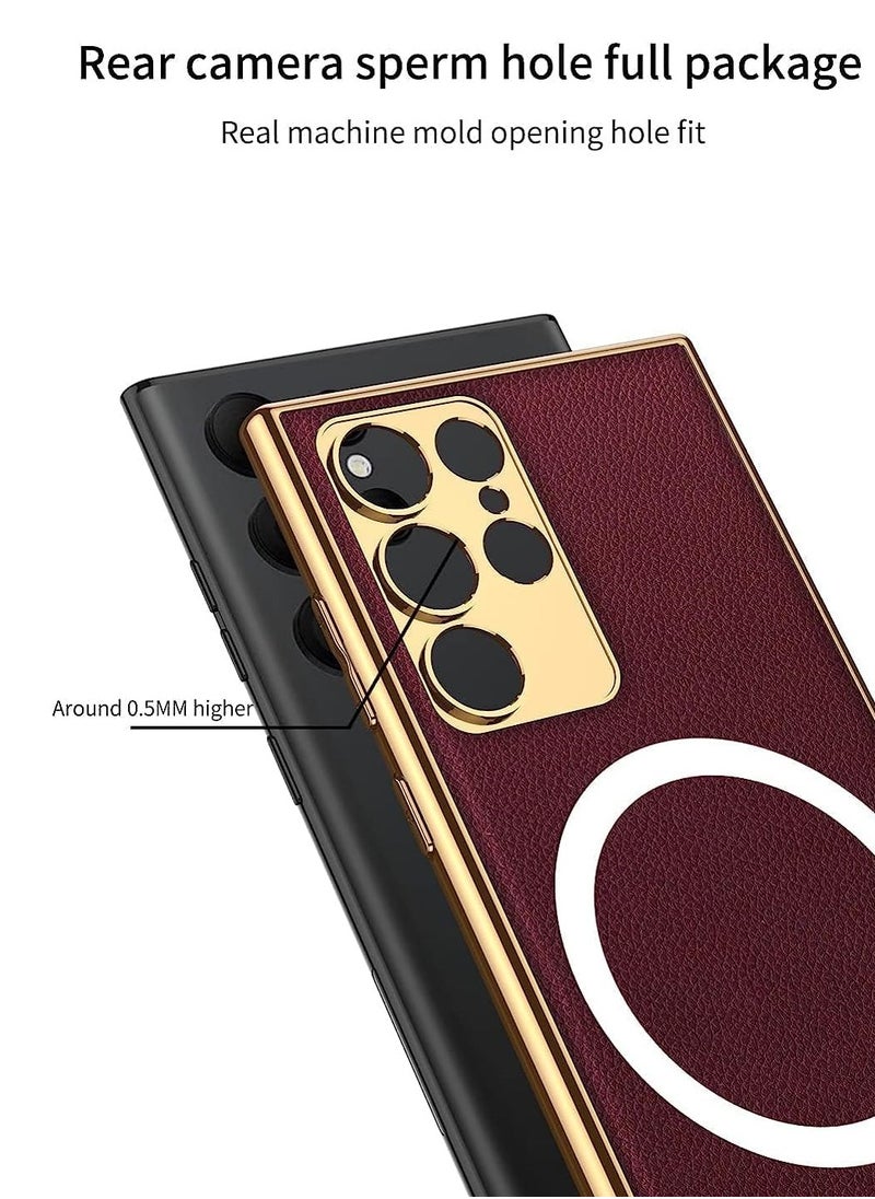 UNBLACK - UNBLACK Compatible with Samsung S23 Ultra Case electroplated leather support magsafe (winne) - Image 1