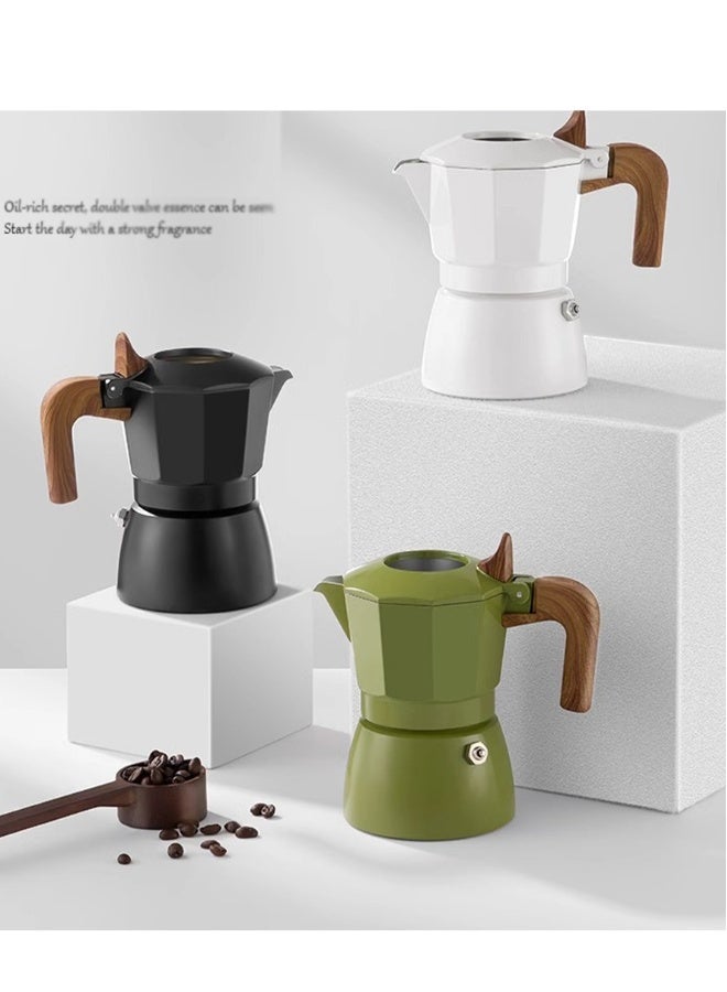 Creative Coffee Pot ,Double-valve Ceramic-Coated Mocha Coffee Machine, Espresso Equipment, Household Moka Pot , Extraction Coffee Pot for Outdoor Use 150ml Induction Cooker Available, Jungle Green - Image 3