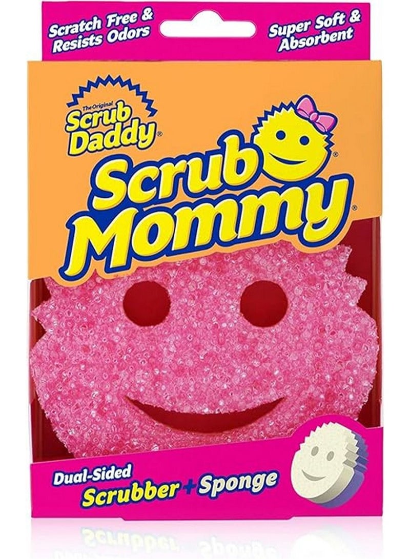 سكراب دادي سكرب مامي منظف مزدوج الجوانب وإسفنجة باللون الوردي - Image 1