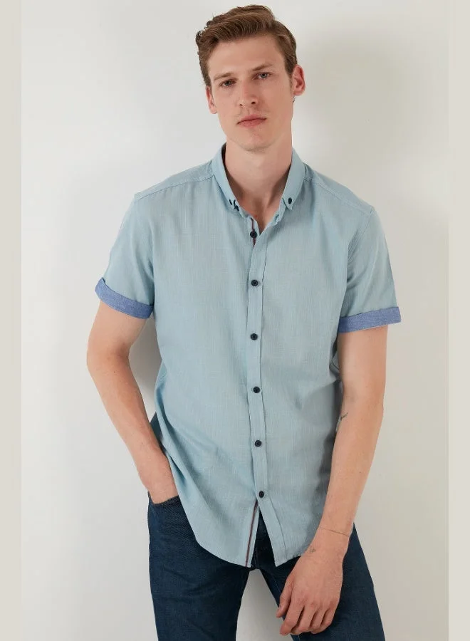 Buratti  Buratti Cotton Slim Fit Button-down Collar Short Sleeve Shirt Men's SHIRT CF21S112546 for Men | Best Price UAE