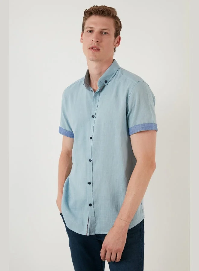 Buratti  Buratti Cotton Slim Fit Button-down Collar Short Sleeve Shirt Men's SHIRT CF21S112546 for Men | Best Price UAE