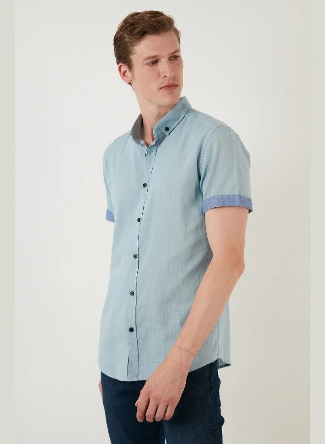 Buratti  Buratti Cotton Slim Fit Button-down Collar Short Sleeve Shirt Men's SHIRT CF21S112546 for Men | Best Price UAE