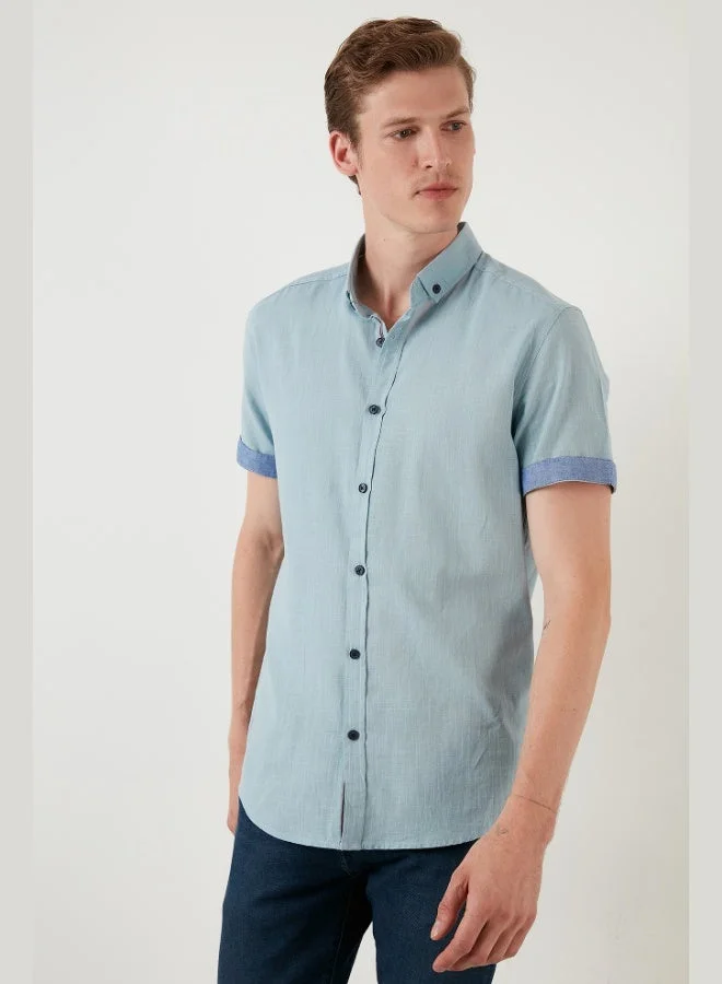 Buratti  Buratti Cotton Slim Fit Button-down Collar Short Sleeve Shirt Men's SHIRT CF21S112546 for Men | Best Price UAE