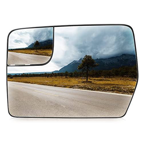 AEagle Left Driver Side Heated Mirror Glass Fits for Ford F-150 2011 2012 2013 2014 Blind Spot Convex Side View Replacement for BL3Z-17K707-E w/o Auto Dimming - Image 1