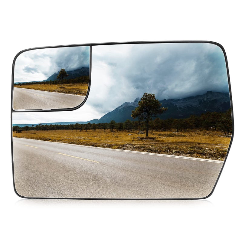 AEagle Left Driver Side Heated Mirror Glass Fits for Ford F-150 2011 2012 2013 2014 Blind Spot Convex Side View Replacement for BL3Z-17K707-E w/o Auto Dimming - Image 4