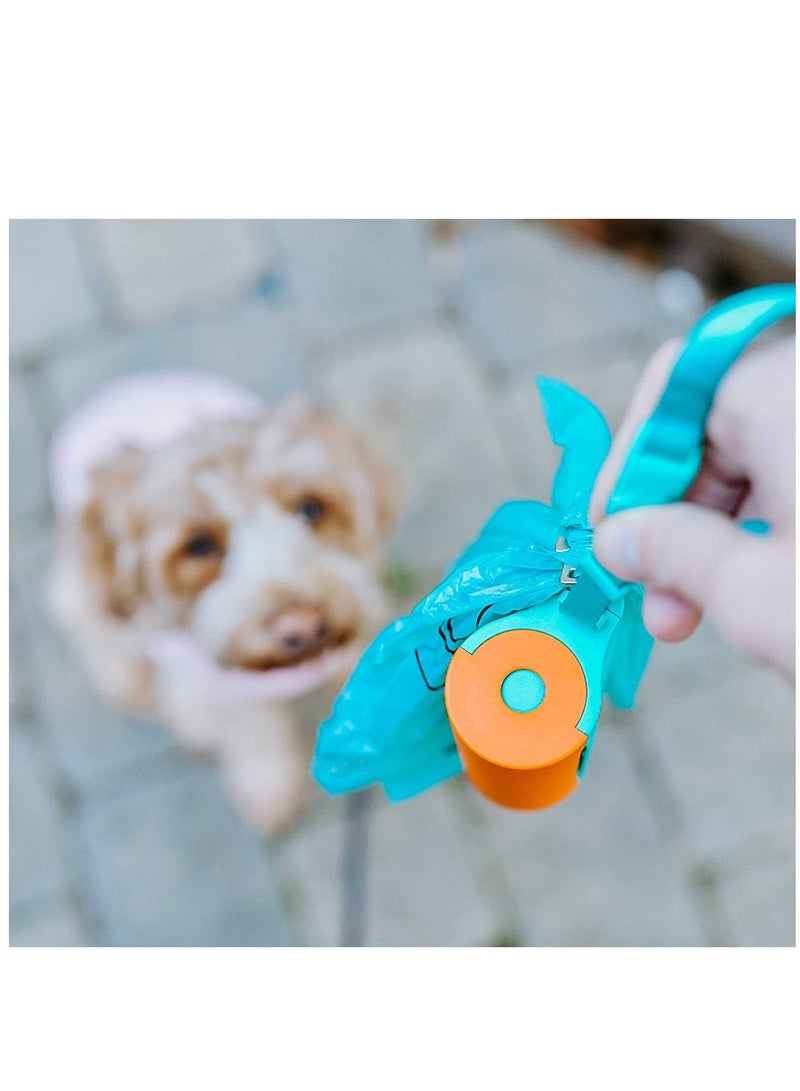 Excefore 3 in 1 Dog PP Bags Holder with Built-in LED Flashlight for Leash and Metal Clip for Hanging Used Bags Bi-Color Dog Waste Bags Dispenser with Wristler, 1 Holder, Blue&Orange, Batteries Not Included - Image 3