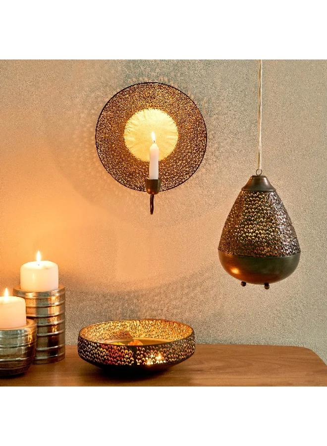Home Box Corlie Metal Peacock Cutwork Wall Candleholder 23 x 23 x 6 cm