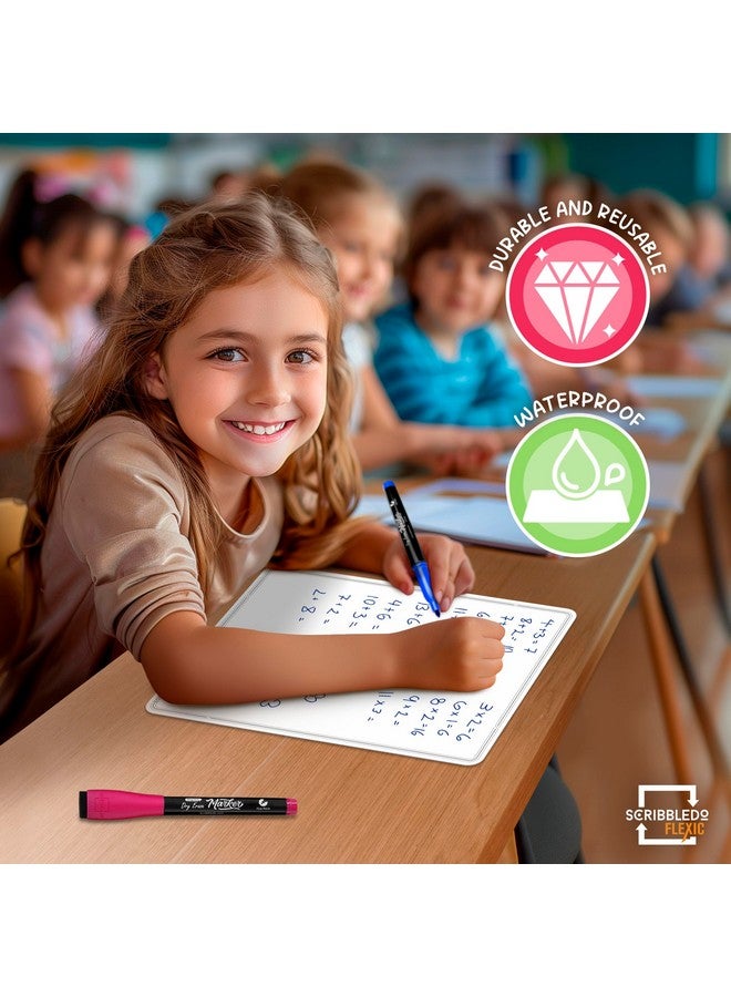 Scribbledo Small White Board Dry Erase Sheets 9”X12” For Kids Teacher Class Manipulatives Personal Mini Whiteboards Sheets Students Homeschool Supplies Small Dry Erase Boards Classroom Pack 10 Sheets - Image 5
