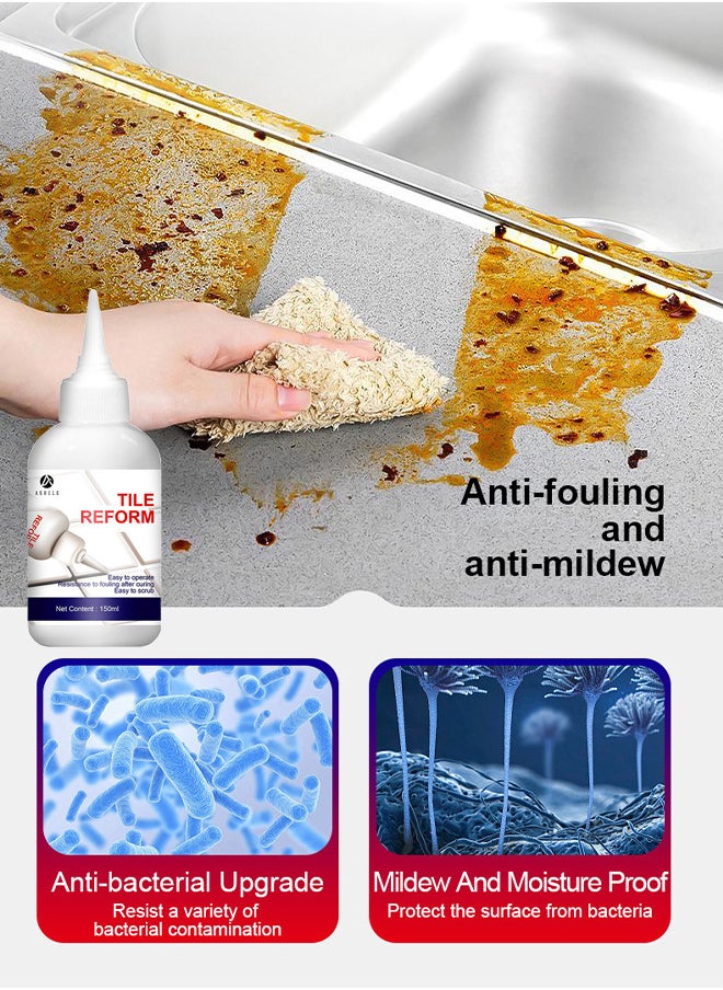ASHILE 150ML Tile Grout Paint Filler Tube Grout Caulk Sealant Glue Sealer For Bathroom Shower Kitchen Ceramic Tile Repair Restore And Renew Tile Joints Line Gaps Replace Grout Pen, White  - Image 5
