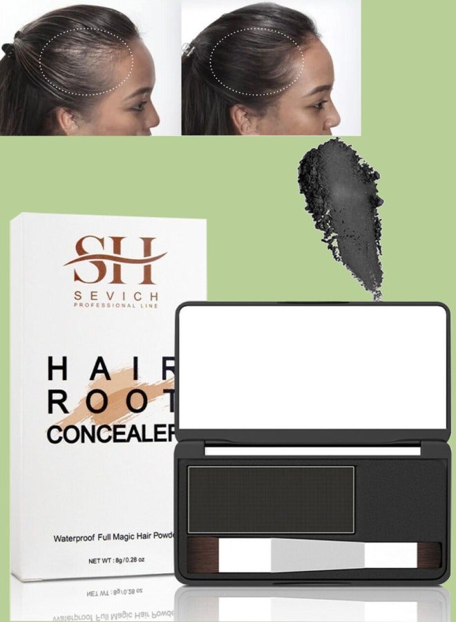 Sevich Hair Root Concealer Waterproof Full Magic Hair Powder for Hair Root Hair Color Shadow Cover Grey Hair Root Hair Touch Up Thin Hair Powder Hair Shadow Cover Powder Black 8g - Image 1