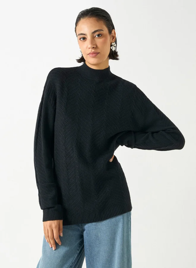 2Xtremz 2Xtremz Textured High Neck Sweater with Long Sleeves