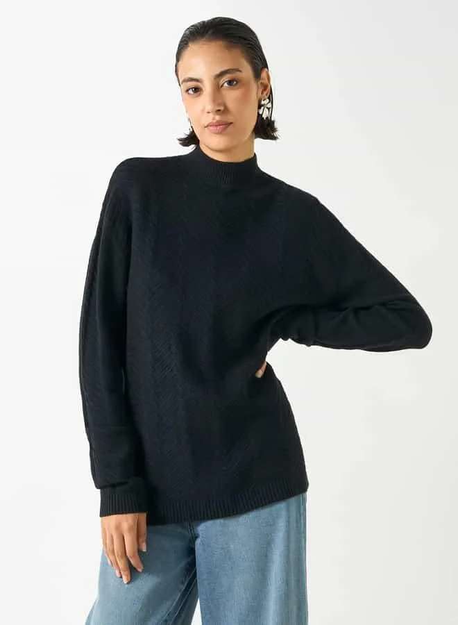 2Xtremz 2Xtremz Textured High Neck Sweater with Long Sleeves