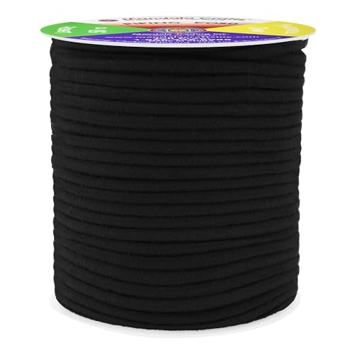 Mandala Crafts Black Soft Replacement Drawstring Cords for Sweatpants Bags - Piping Cord for Sewing Upholstery - 50 Yds 3mm Cotton Cording Macrame Rope Corset Strings - Image 1
