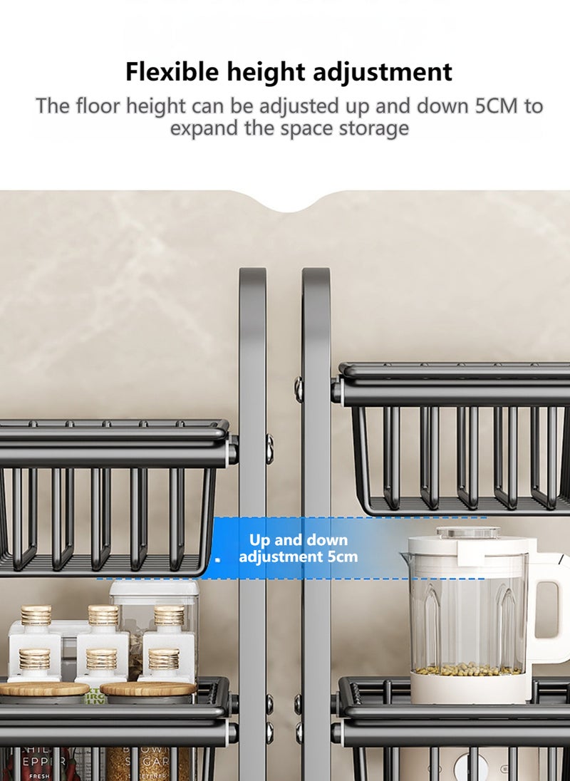 Sharpdo - Double Layer Under Sink Retractable Storage Rack, Layered Storage Rack with Adjustable Height, Suitable for Kitchen/Bathroom - Image 1