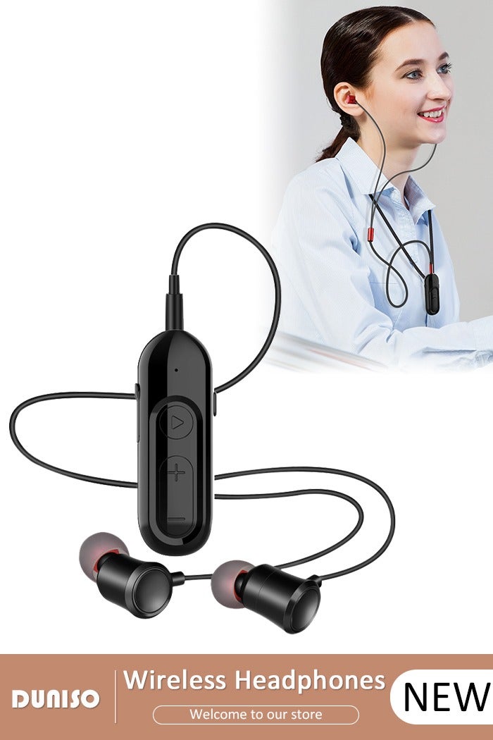 DUNISO Clip On Bluetooth Earphones Bluetooth Headphones Collar Clip Wireless Headsets LED Battery Display Dual Noise Reduction IPX5 Waterproof Earpiece v5.0 with Microphone Handsfree for Cell Phone - Image 1