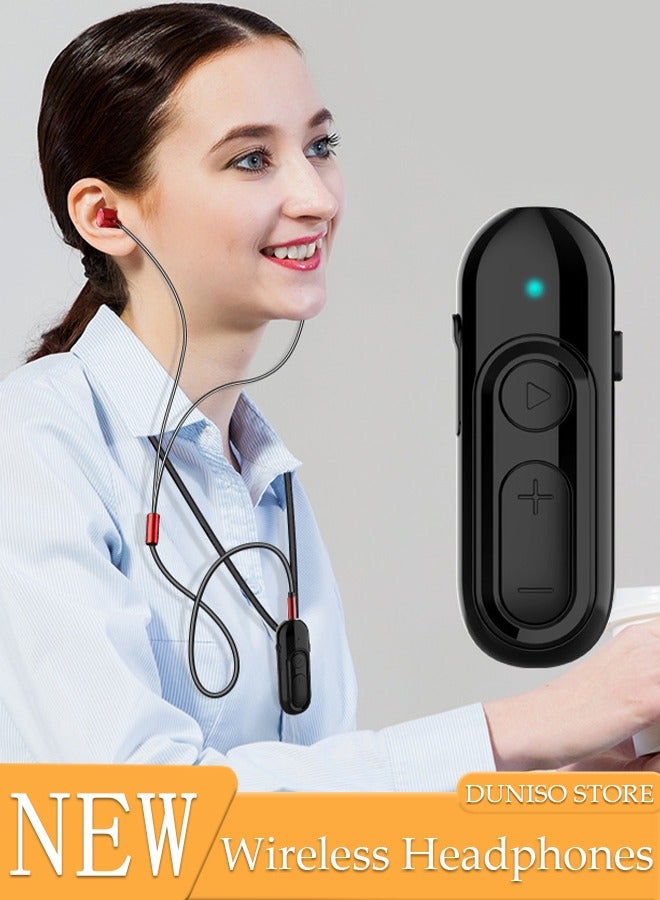 DUNISO Clip On Bluetooth Earphones Bluetooth Headphones Collar Clip Wireless Headsets LED Battery Display Dual Noise Reduction IPX5 Waterproof Earpiece v5.0 with Microphone Handsfree for Cell Phone  - Image 1
